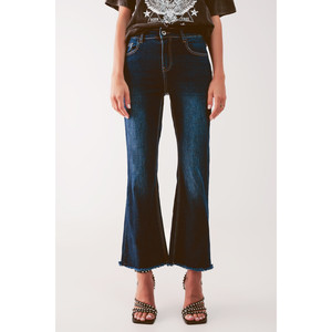 Jeans cropped a zampa d'elefante in lavaggio medio - Product Image 2