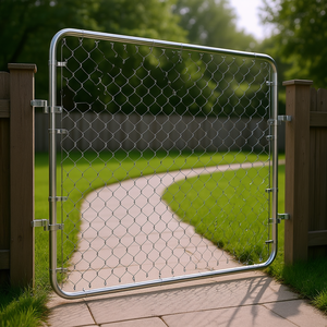 Puerta de Cerca de Alambre Galvanizado de 47.2 x 70.9 Pulgadas, Entrada de Jardín de Acero Plateado, Elegante Cercado Exterior - Product Image 2