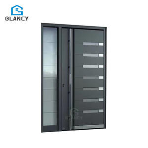 Porte ad Arco in Vetro Singolo Moderne in Stile Francese, in Alluminio Verniciato Nero, Certificate CE, per Interni e Giardini, Minimaliste e Termoisolanti - Product Image 1