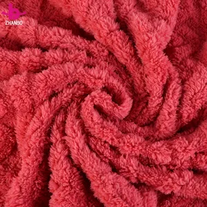 BSCI Polyester Textile Hemp Flowers Fleece Texturixer Plush Fleece Jacquard Sherpa Fabric Reversible Microfiber Plush Sherpa