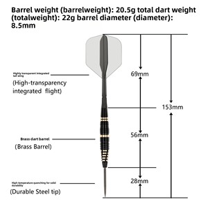 GOODARTS Aiguilles de <span class=keywords><strong>fléchettes</strong></span> en laiton 22g pour enfants avec <span class=keywords><strong>ailettes</strong></span> monobloc haute transparence et boîte à <span class=keywords><strong>fléchettes</strong></span> - Product Image 2
