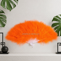 Éventails en plumes épaisses et moelleuses en gros, éventails pliants anciens pour spectacles de scène et de danse