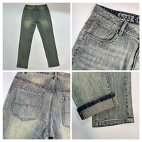 Jeans d'été pour hommes, coupe droite élastique, gris, décontracté, ample, brodé, extensible