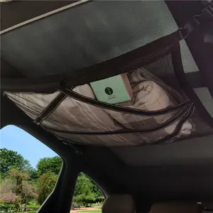Toptan kargo ağı kamp-Seyahat yansıtıcı çift katmanlı fermuar ayarlanabilir evrensel iç araba tavan çatı organizatör hasır depolama Net