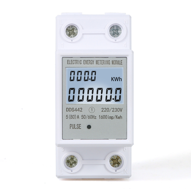 Miniature orbit-type 2P single-phase 220v electric energy meter displays power, voltage, current, and electricity quantity