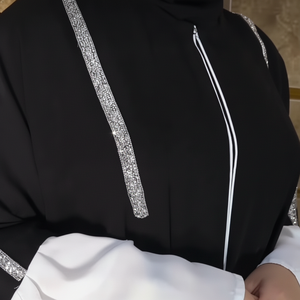 ชุดเดรสดูไบแบบโซ่ประดับเพชรสำหรับผู้หญิงชุดเดรสผ้าระบายอากาศได้ดีปักด้วยมือหรูหรา - Product Image 1