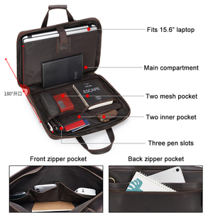 TIDING Vintage Men Cow Buffalo Leather <span class=keywords><strong>15</strong></span> Inch Laptop Briefcase Slim Genuine Leather Laptop Bag for Man - Product Image 5