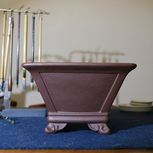 Yixing Zisha <b>Square</b> Bonsai Pot Handmade Ceramic <b>Planters</b> For Indoor <b>Outdoor</b> Use - Product Image 2