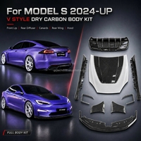 Pour Tesla Model S 2024 et versions ultérieures, Kit carrosserie complet en fibre de carbone sèche style V : Lame avant, Diffuseur arrière, Canards de pare-chocs, Aileron arrière, Capot