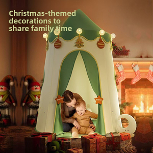 เต็นท์ปราสาทเจ้าหญิงขนาดใหญ่สำหรับเด็ก พร้อมสระบอล สนามเด็กเล่น และที่นอนสำหรับนอนหลับ ของขวัญคริสต์มาสแบบพกพาสำหรับใช้ในร่ม - Product Image 5