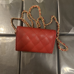 Portefeuille de luxe matelassé en cuir véritable avec rabat, petite <span class=keywords><strong>chaîne</strong></span> caviar, porte-cartes intégré <span class=keywords><strong>pour</strong></span> femme - Product Image 1
