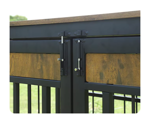 Jaula de Lujo Plegable de Madera y Metal Resistente para Perros, Mueble de Interior Anti-Mordeduras, Villa Desmontable para Perros Pequeños, Sólida - Product Image 3