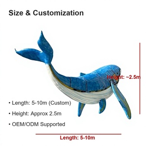 Sculpture géante de baleine personnalisée en fibre de verre et résine, peinte, ornement de vie marine pour centre commercial, place, parc, aménagement extérieur - Product Image 6