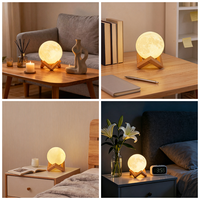 Lampe LED sans fil mini 3D en forme de lune, fonctionnant sur piles, veilleuse personnalisée, lumière blanche chaude, décoration pour chambre à coucher, salon, maison