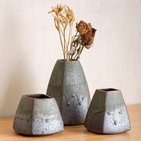 Vase de table en céramique de style Janpandi Ikebana, petit, oriental, Wabi-Sabi, glaçure bronze, design rustique antique pour plantes hydroponiques