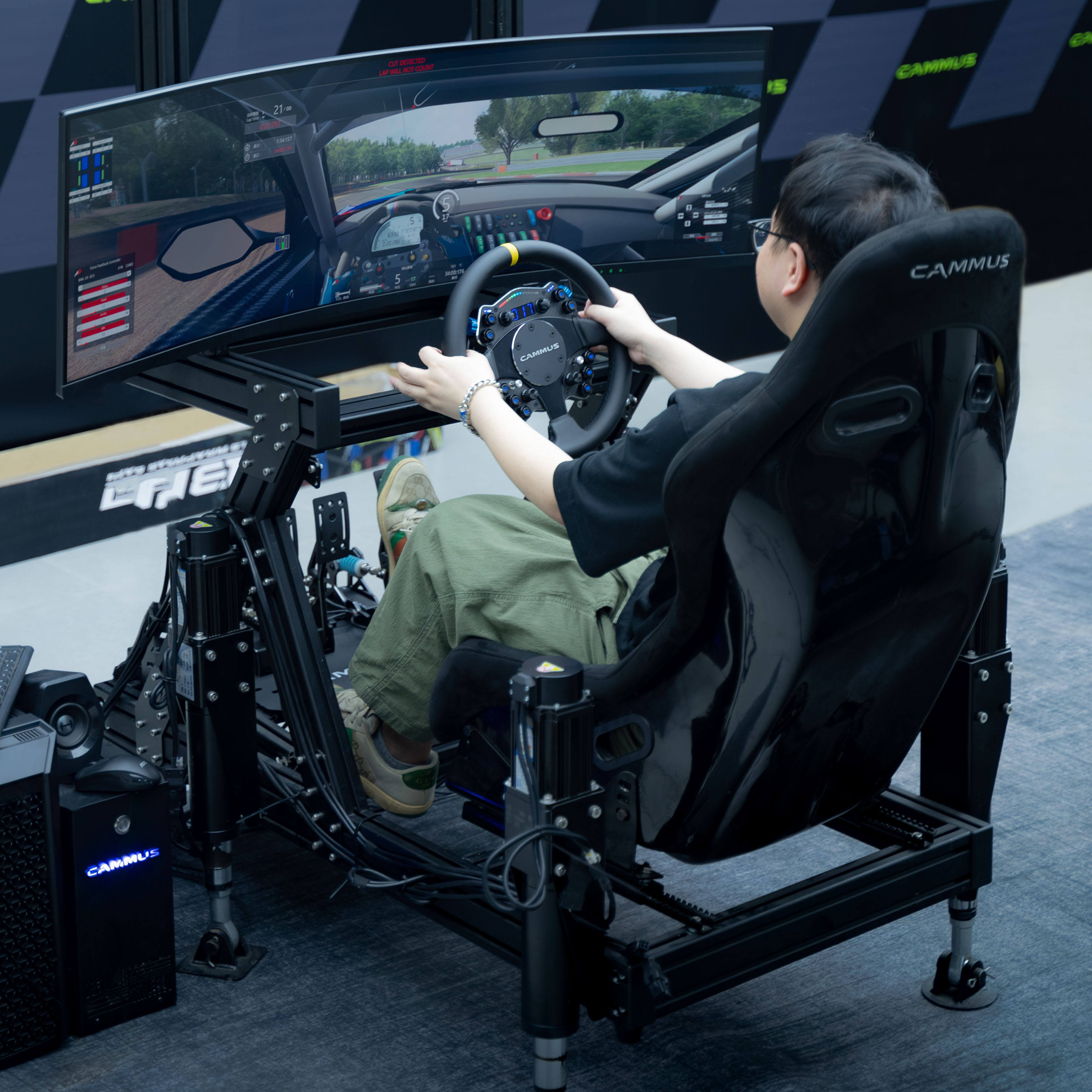 ORANGLES CAMMUS Complete Racing Simulator Set | Direct Drive 5Nm Steering Wheel, Floor Pedals & Sturdy Cockpit Seat Bracket for PC Gaming (Kuwait) - full product showcase - displaying specifications - Image 5 of 6 | adapts to any space | CAMMUS Complete Racing Simulator Set | Direct Drive 5Nm Steering Wheel, Floor Pedals & Sturdy Cockpit Seat Bracket for PC Gaming (Kuwait) deal New Jersey | Free Shipping ORANGLES