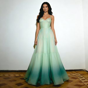 Ombre Green Dress - 2025 New Design Floor-Length Maxi