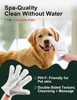 DONO PET Lingettes de massage jetables pour le bain, pour chat et chien, à l'arbre à thé, naturelles, éliminant les odeurs, gants de toilettage pour animaux, 6 pièces