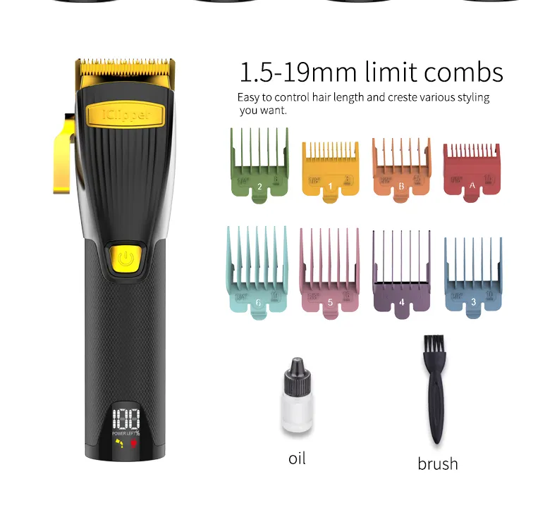 Cortadora de pelo iClipper-K32s para peluquero, Afeitadora eléctrica inalámbrica profesional