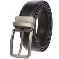 Ceinture en cuir pour homme avec logo personnalisé, boucle rotative, double face, en cuir texturé, pour tenue décontractée ou professionnelle