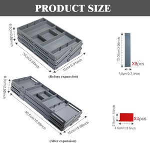 1 Row 3 Tier Multi Level Folding Smart <b>Drawer</b> Organizer Expandable Junk <b>Drawer</b> Organizer for Makeup Jewelry <b>Desk</b> Office <b>Drawers</b> - Product Image 2