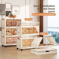 Armoire de rangement pliable en plastique PP sur pied, étagère multi-niveaux, double porte, boîte de rangement rectangulaire pour enfants