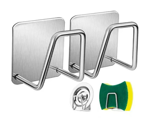 Gancio autoadesivo in acciaio inossidabile porta spugna bagno cucina gancio quadrato a muro - Product Image 1