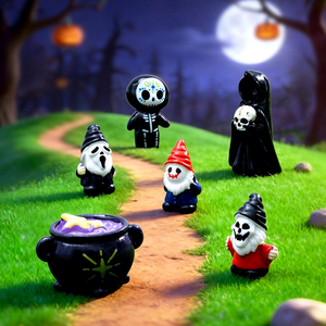 Nouveautés transfrontalières Halloween : Mini-masques fantômes nains en résine, décoratifs et mignons à faire soi-même - Product Image 4