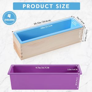 Moule à savon rectangulaire en silicone de haute qualité 1200 ml avec boîte en bois – Outil DIY pour la fabrication de savon et de gâteaux - Product Image 2