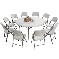 Table de salle à manger ronde en plastique pliable moderne pour événements et banquets de mariage - Nouveauté