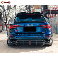 Kit de carrosserie en fibre de carbone de style voiles noires avec lèvre avant, diffuseur arrière pour Audi RS4 B9 2019-2020