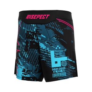 Side Slit Cut MMA Shorts Non-Velcro Design Front and <b>Back</b> Branding <b>Patch</b> Constructed and Quick Dry Fabric for NO GI BJJ - Product Image 3