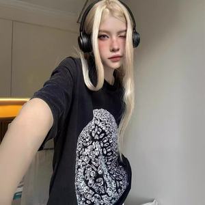 T-shirt Vintage Americana con Stampa Caratteristica, in Cotone Pettinato, Lavaggio Pesante Effetto Usurato, Vestibilità Ampia, a Maniche Corte, per Coppie, di Tendenza - Product Image 2