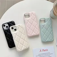 Étui de téléphone en cuir rigide à motif losanges pour iPhone 14 13 Pro X 12 Pro Max XR XS MAX 11, coque de protection professionnelle