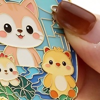 Aimant de réfrigérateur en métal en forme de lotus avec animal mignon, logo personnalisé, aimant de réfrigérateur en émail, souvenir kawaii, OEM