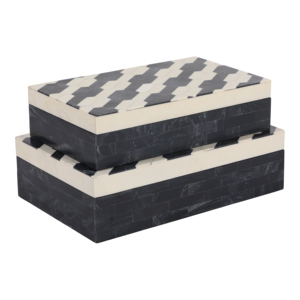 Scatola Decorativa con Motivo a Catena Geometrica, Contenitore Moderno in Resina e Legno con Coperchio per Gioielli e Arredamento Casa - Product Image 5
