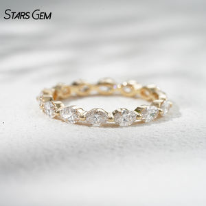 Bague unisexe vintage StarsGem en or massif 18 carats avec diamant de laboratoire DEF taille marquise 2,5*4 mm (1,23 carats au total) plaqué rhodium - Product Image 3