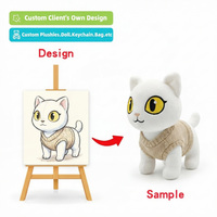 Usine de fabrication de jouets en peluche personnalisés : Modèle de chat en veste, conçu sur mesure par le client, mascotte d'entreprise, Olaf Kitty Kawai, jouet en vinyle et peluche sur mesure