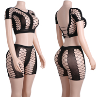 Combinaison de danse exotique, body en dentelle à cristaux, tenue de soirée extensible en deux pièces, performance en club, costume sexy pour adultes, shorts