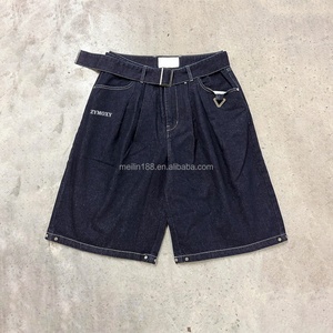 Pantalones Cortos de Mezclilla Japonesa Selvedge 100% Algodón Crudo, Personalizados, de Talla Grande, con Cintura Ajustable, de Alta Calidad, Estilo Baggy para Hombre - Product Image 1