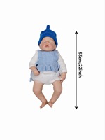 Poupée bébé réaliste en silicone de 22 pouces, corps entier, fille, nouveau-né endormi, pouvant ouvrir la bouche, jouet fait main