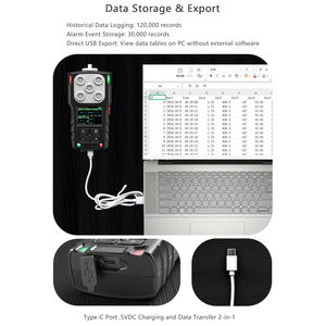 Handheld 4 Gasleck alarm UEG O2 CO H2S Pumpens aug detektor CH4 VOC Diffusions analysator HCN O2 Alarm für Wärme kraftwerk - Product Image 4