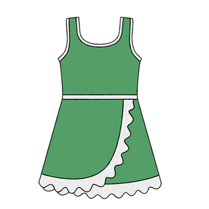 Vestido GSD4140 personalizado para niña, estilo boutique, negro liso con ribete blanco, vestido sin mangas para niña, venta al por mayor, vestido deportivo con volantes para niña. - Product Image 4