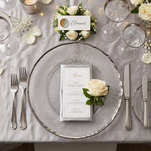 Assiettes de présentation en verre spirale <span class=keywords><strong>argent</strong></span>ées de 13 pouces, transparentes, rondes, à texture en spirale, pour la décoration de table de mariage et d'événements (vente en gros) - Product Image 1