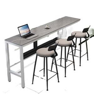 Mesa Alta de Bar para Bebés, con Superficie de Piedra, Larga y Estrecha, para Sala de Estar o Comedor, Diseño Duradero con Patas de Metal - Product Image 2
