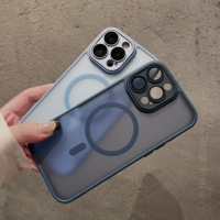 Coque de téléphone magnétique mate économique pour iPhone, cadre bicolore, protection anti-chute