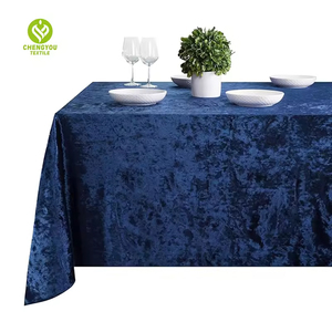 Bán buôn Chất lượng cao 120 "màu xanh hải quân màu xanh lá cây nghiền nát Nhung Vòng Khăn trải bàn cho ăn uống đám cưới bên sự kiện trang trí - Product Image 4