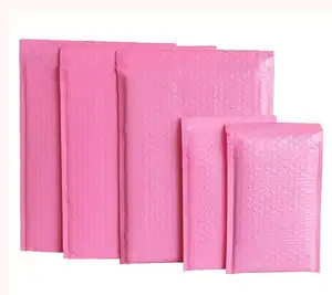 ピンク封筒 Suppliers-カスタム印刷されたロゴデザインピンクの大きなバブルメーラーパッド入り封筒配送バッグ