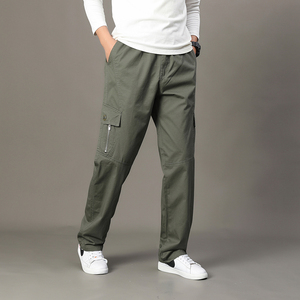 Monos de algodón fino con logotipo personalizado en verano y otoño, pantalones holgados informales para hombre, pantalones largos deportivos rectos de talla grande con múltiples bolsillos - Product Image 3