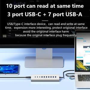 Hub USB-C 10-en-1 avec station d'accueil 36W, adaptateur 2-en-1 USB 3.0 et Type-C, transfert de données 5 Gbps, 7-en-1, compatible Windows/MacOS/Linux, câble 1m - Product Image 4